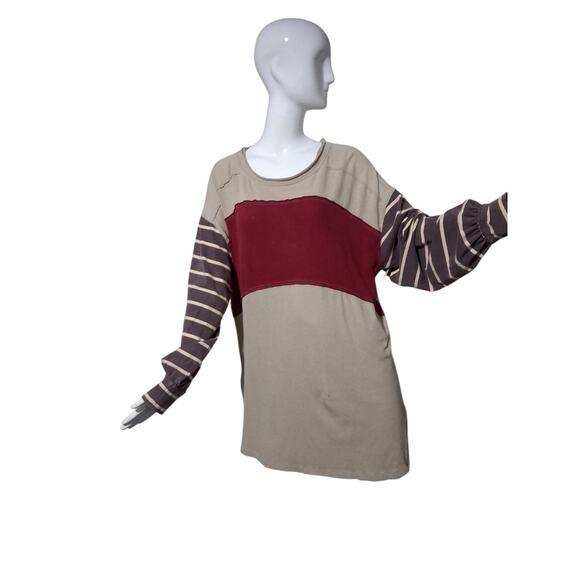 Free People Women's size Medium Oversized Awesome Tee Berry Grungecore Academia - Picture 6 of 13